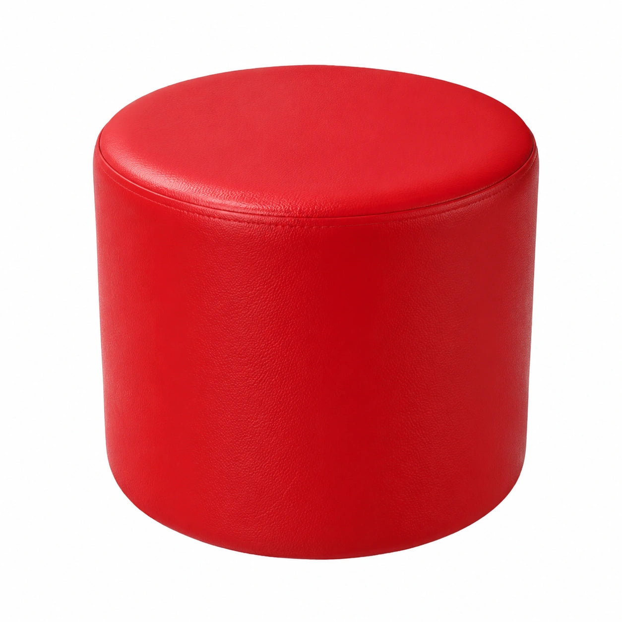 Runder Leder-Pouf in Rot, Ottomane und Fußhocker, 29x29x30 cm, stilvolle Wohnzimmermöbel