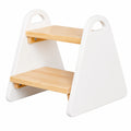 Kindertreppenhocker aus Naturmaterial mit rutschfester Oberfläche, für Badezimmer, Küche und Schlafzimmer, abgerundete Kanten (Weiß)