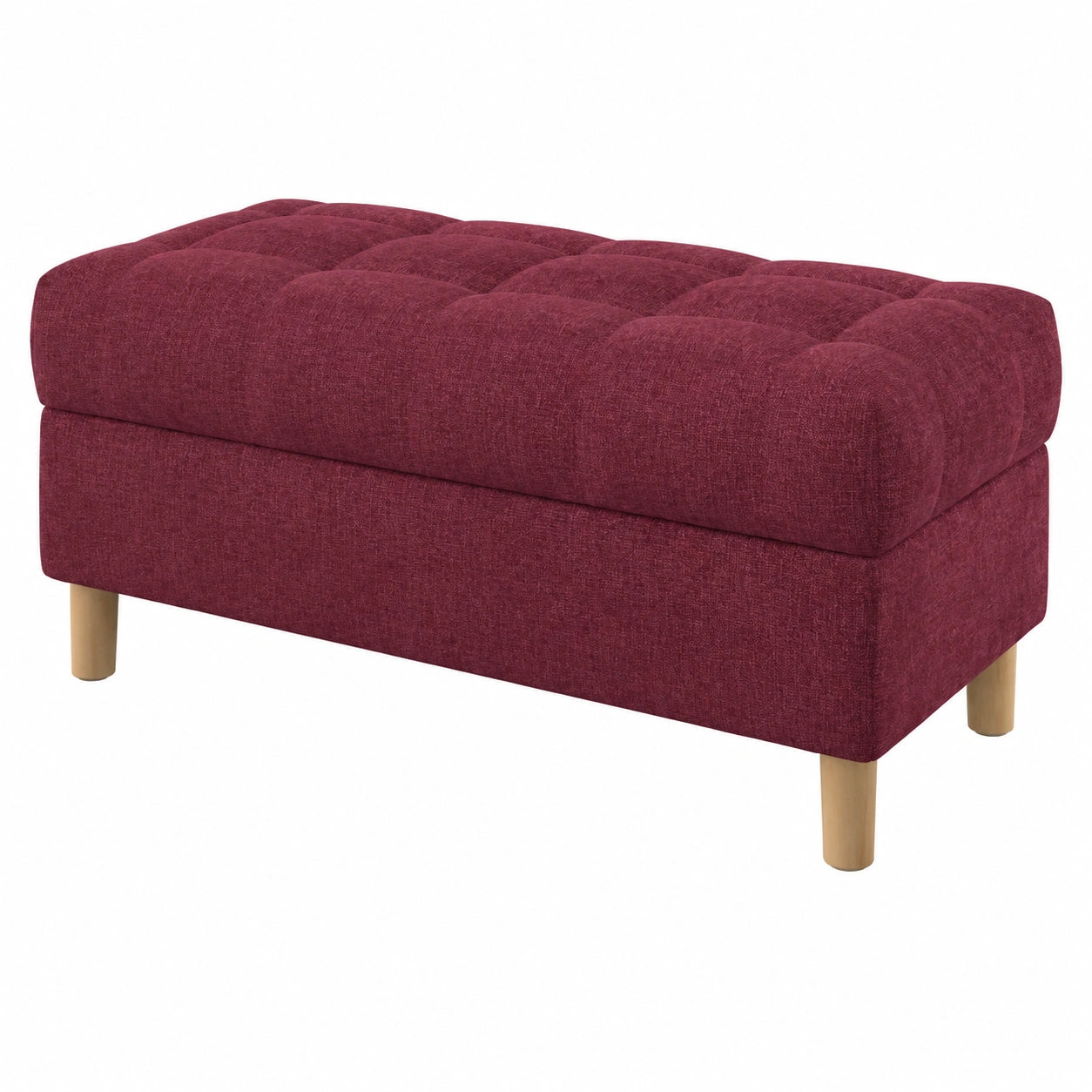 Elegante gepolsterte Sitzbank mit Stauraum, runde Beine, 100 cm, wasserabweisender Stoff, Rot
