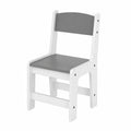 MAMIZO Kinderstuhl-Set aus Holz, 2 Stühle ab 1 Jahr, bis 80 kg belastbar, mit Rückenlehne und Fußstütze, in Weiß und Grau, Sitzhöhe 27 cm, ideal für Kinderzimmer