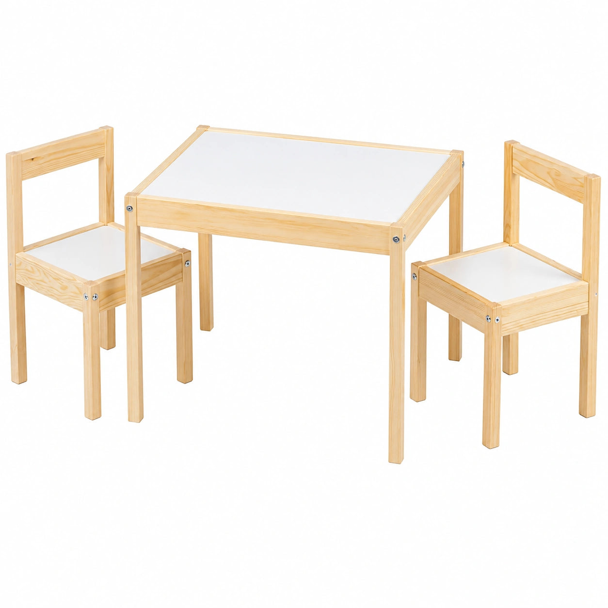 IKEA LATT Kindertisch-Set mit 2 Stühlen, Naturholz und Weiß