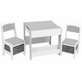 Yorbay Multifunktionaler Kindertisch-Set aus Holz mit Stauraum und Regal, 3-in-1 Tisch für Malen, Spielen und Lernen, Vorschule, Spielzimmer (Grau)