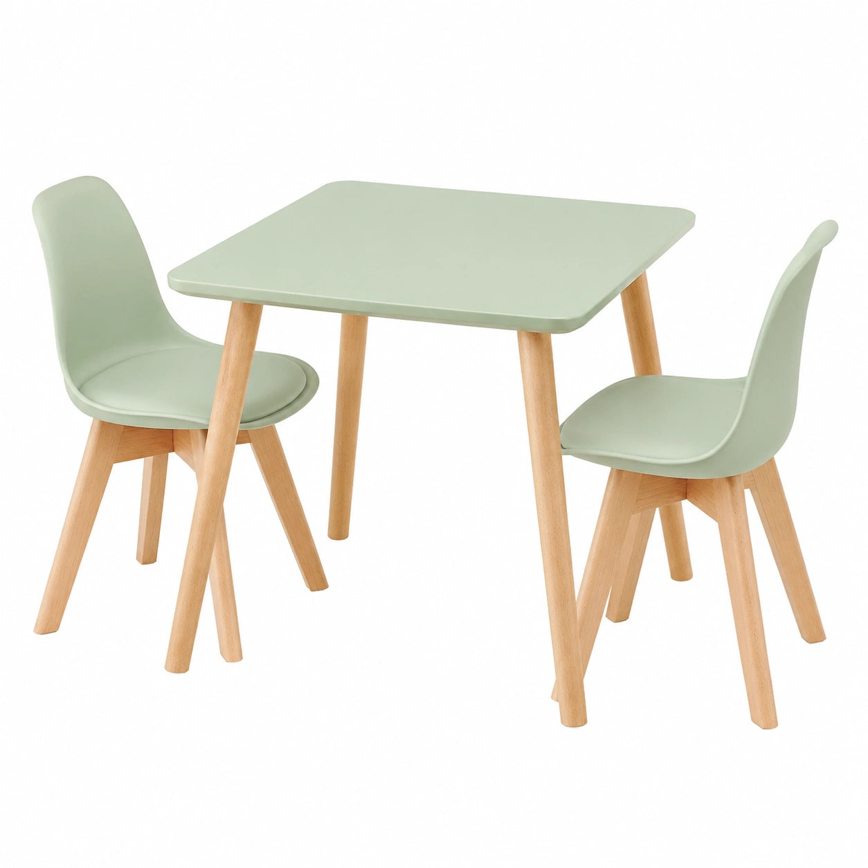 Kindersitzgruppe aus FSC-zertifiziertem Buchenholz, inkl. 2 Stühlen, für Kinder von 1 bis 6 Jahren, ideal für Kinderzimmer und Kindergärten, in Grün