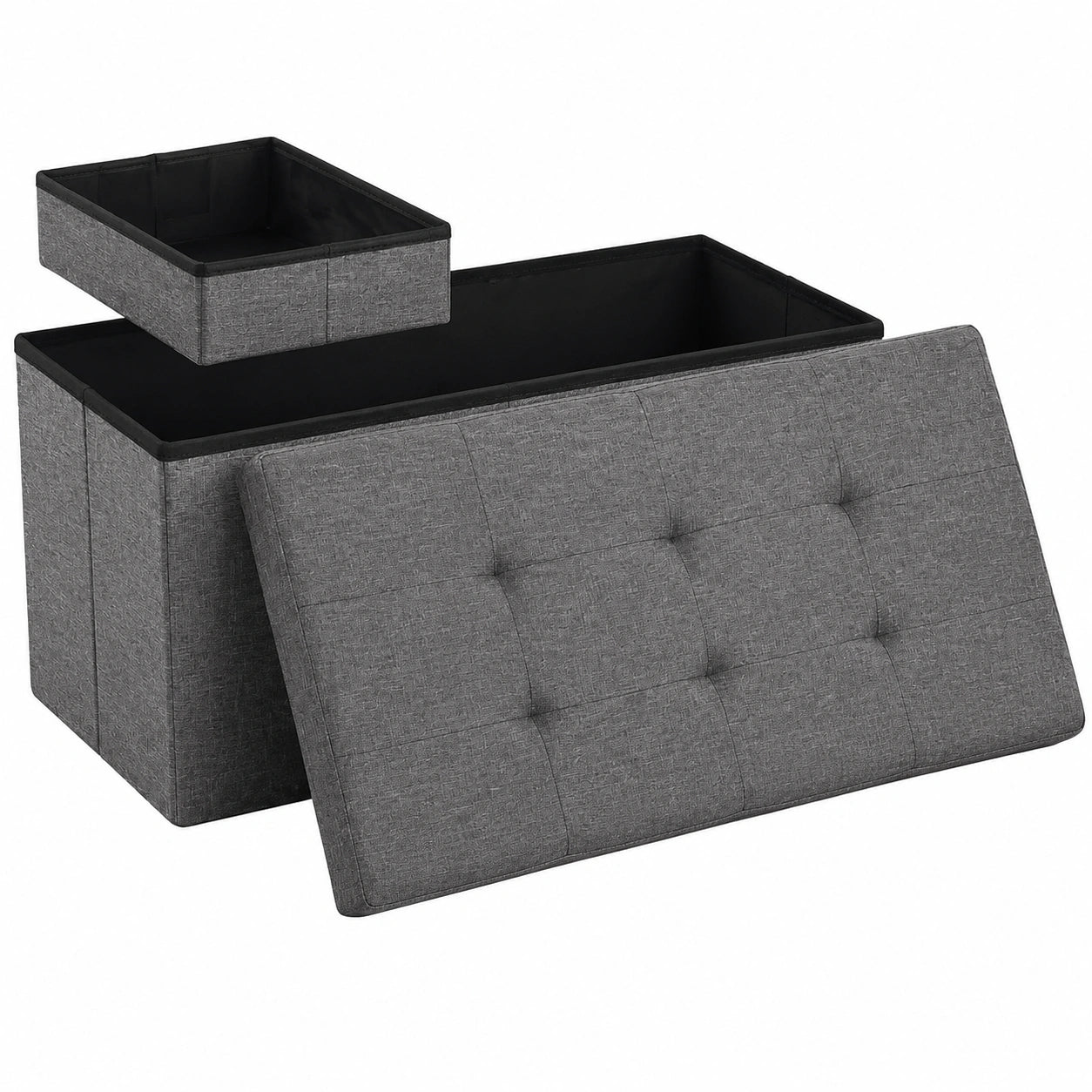 Blumtal Sitzbank mit Stauraum und Box - Komfortabler Truhenbank 76x38x38 cm in Anthrazit