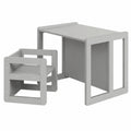 roba 3-in-1 Kindersitzgruppe - Hocker und umbaubare Kinderbank aus Holz, grau
