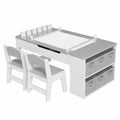 Grau Kindermöbel-Set: Tisch mit 2 Stühlen & Stauraum
