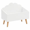 Kinder-Aufbewahrungstruhe aus MDF, Wolkenmotiv, 58x28x45cm, Weiß