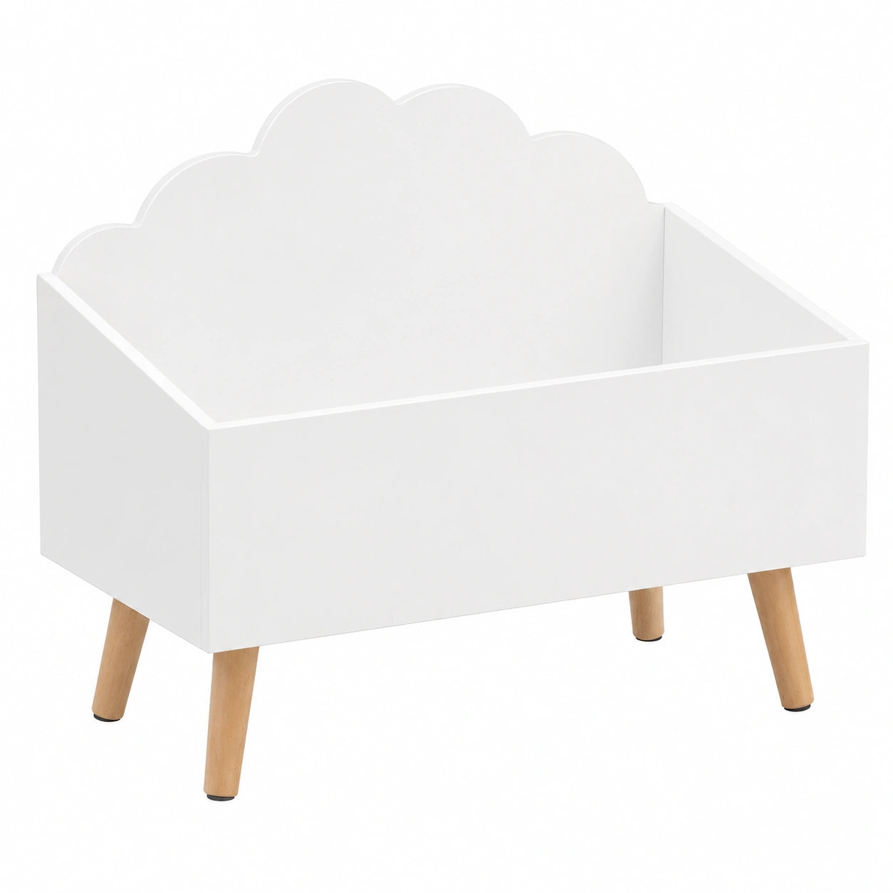 Kinder-Aufbewahrungstruhe aus MDF, Wolkenmotiv, 58x28x45cm, Weiß