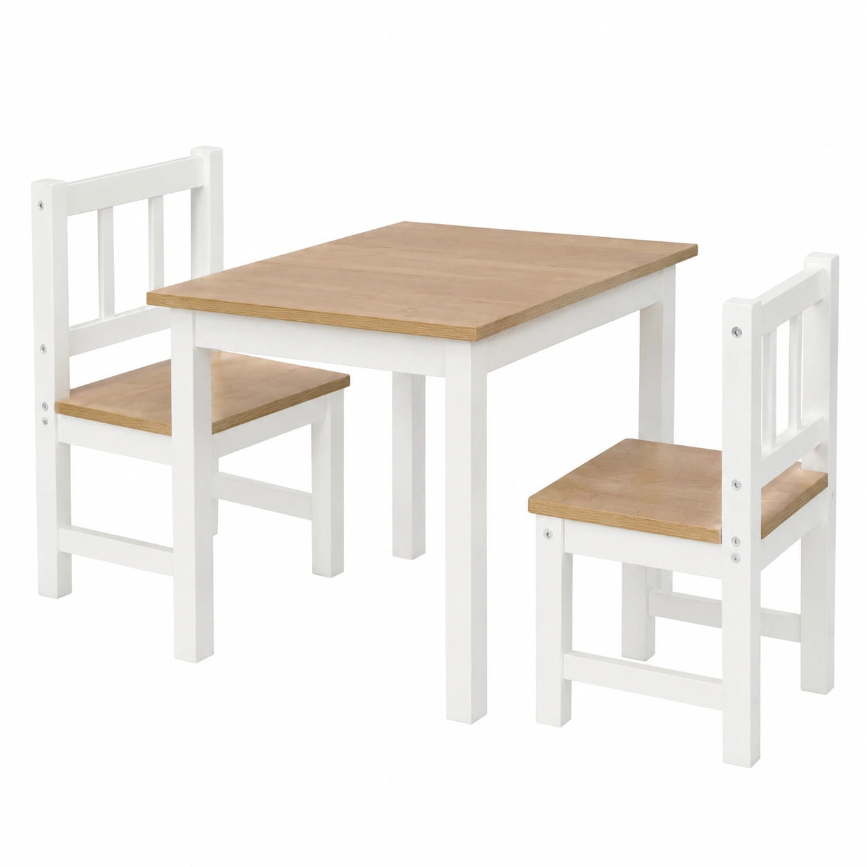roba Kindersitzgruppe 'Woody' - Set aus 2 Stühlen und Tisch - Kindermöbel aus Holzdekor und Weiß