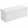 SONGMICS Faltbare Sitzbank mit Stauraum, Kunstleder, 110 cm, bis 300 kg belastbar, Weiß