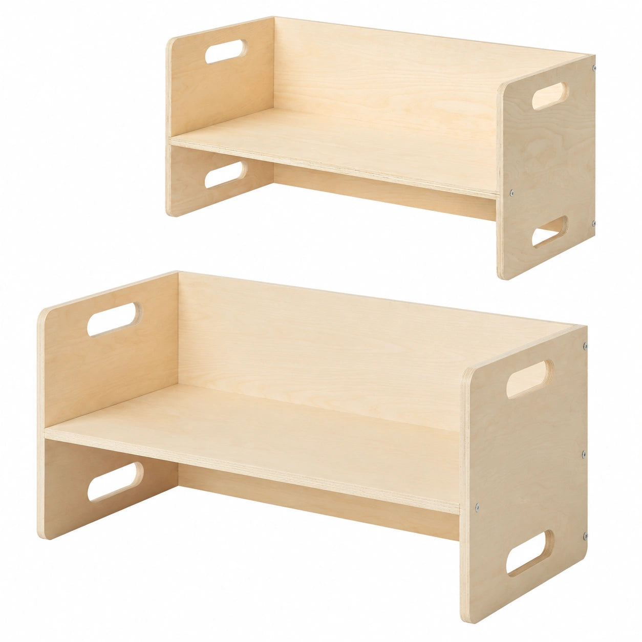 Bellabino 2-in-1 Kindersitzbank und Tisch - Montessori Holz Wendebank aus Birke - Verstellbare Sitzhöhe für Kinderzimmer