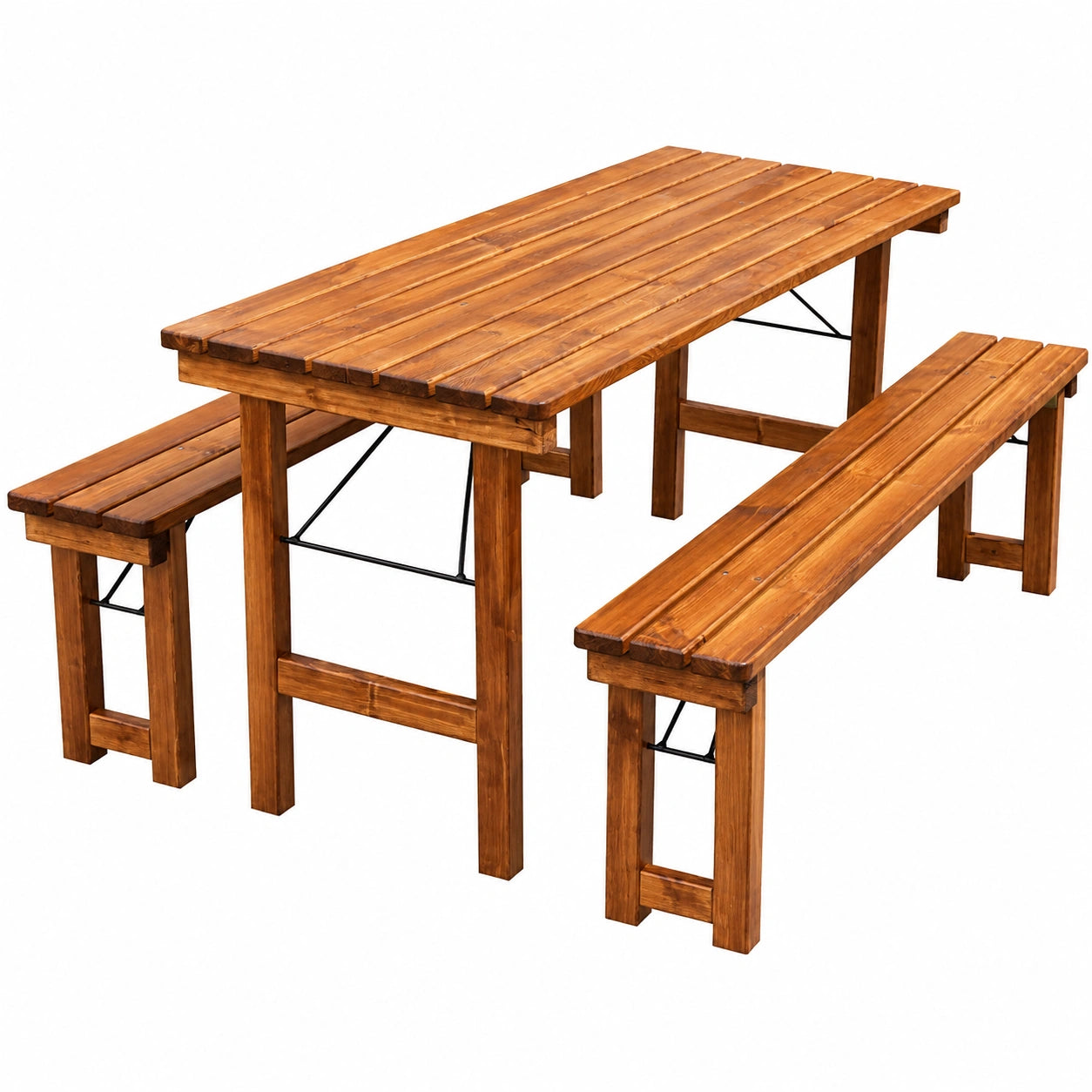 Robuste Bierzeltgarnitur 3-teilig für Garten, Klappbar, Dunkelbraun