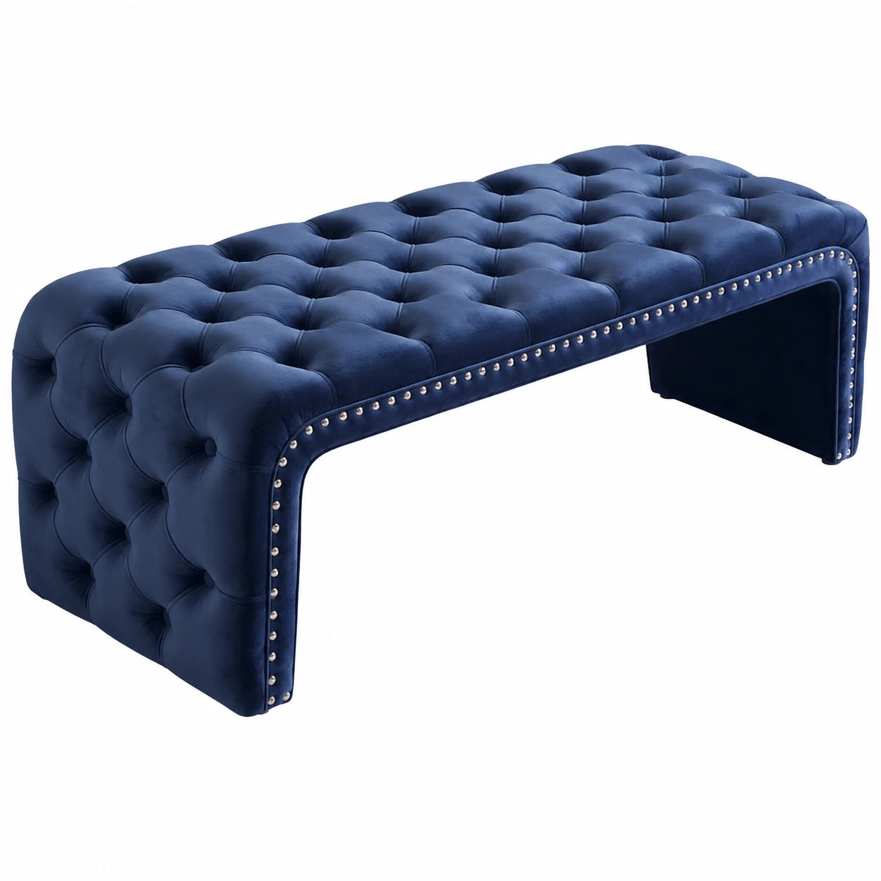Stilvolle Polsterbank mit Stauraum – Rundhocker für Wohnzimmer & Flur, Blau, 80 cm