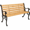 Mendler 3-Sitzer Gartenbank aus Kiefernholz und Gusseisen, 164cm, natürliches Design