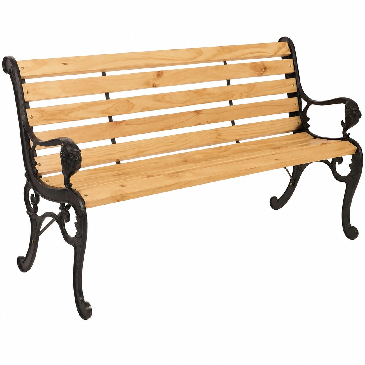 Mendler 3-Sitzer Gartenbank aus Kiefernholz und Gusseisen, 164cm, natürliches Design