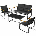 Blumtal 4-teiliges Gartenmöbelset - Balkonset für 4 Personen - 2 Sessel, 1 Bank, 1 Tisch - Terrassenlounge in Anthrazit