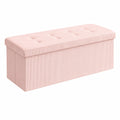 SONGMICS Aufbewahrungs-Sitzbank, faltbar, 38 x 110 x 38 cm, bis 300 kg tragbar, für Wohnzimmer, Schlafzimmer, Eingangsbereich, pastellrosa