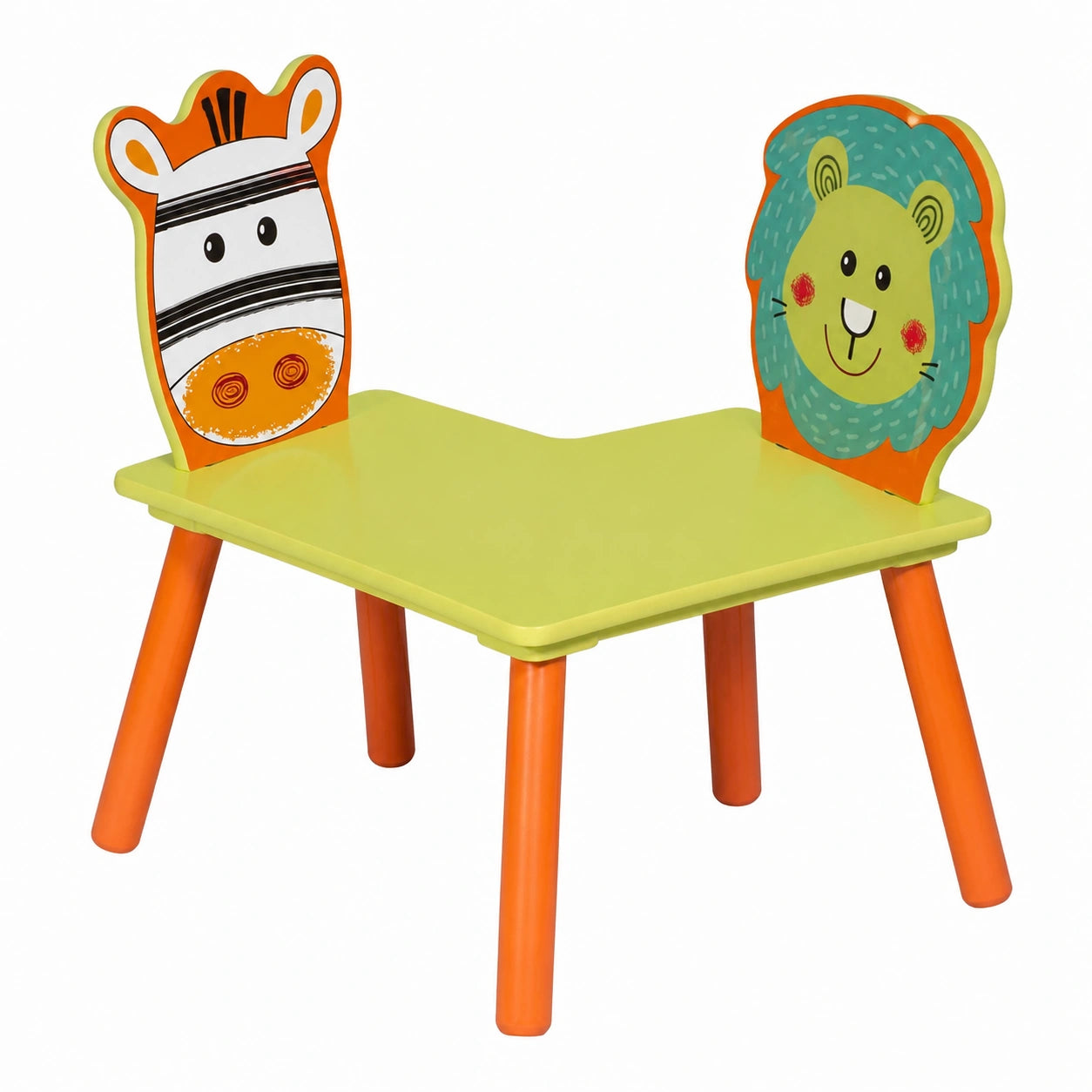 WOLTU Kindersitzgruppe mit Tisch und 2 Stühlen, aus Massivholz, abgerundete Kanten, für Vorschulkinder geeignet
