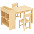 Kinder Spiel- und Maltisch Set mit Stauraum, Holz Tisch und 2 Stühle für Kinderzimmer