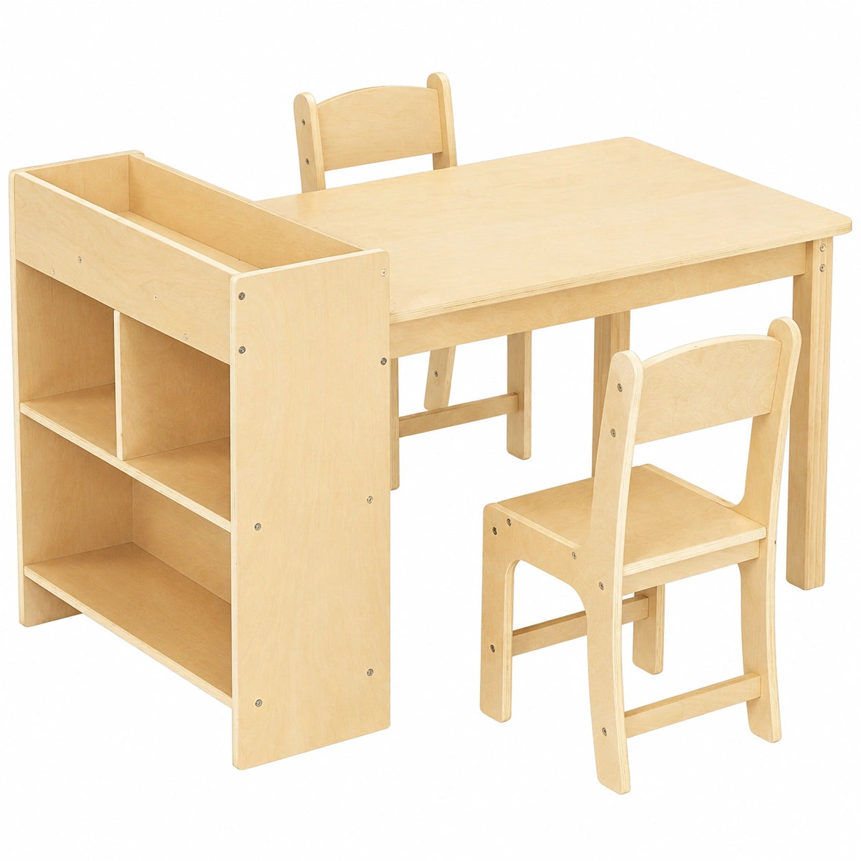 Kinder Spiel- und Maltisch Set mit Stauraum, Holz Tisch und 2 Stühle für Kinderzimmer