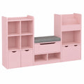 FOREHILL Kinder Bücherregal mit Sitzbank - 3 Ablagefächer, 183cm Breit, Rosa