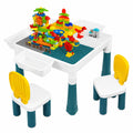 Kindertisch-Set mit 2 Stühlen und Bausteinen – Multifunktionaler Spiel- und Basteltisch