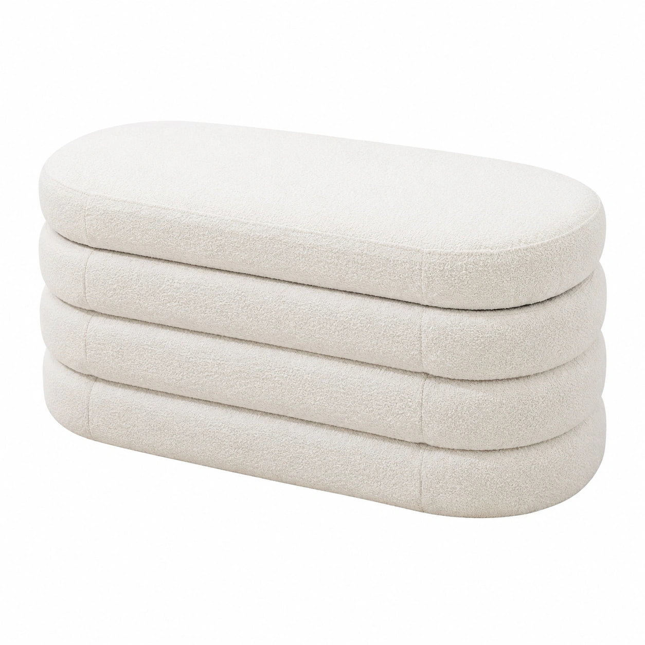 Elegante Polsterbank mit Stauraum, 115 cm, Cremeweiß, Bouclé